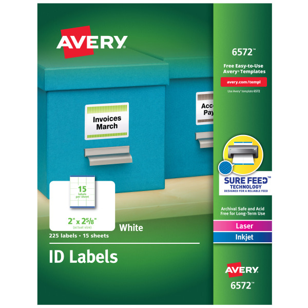 Avery Inkjet or Laser Permanent ID Labels - White - 2" x 2-5/8"