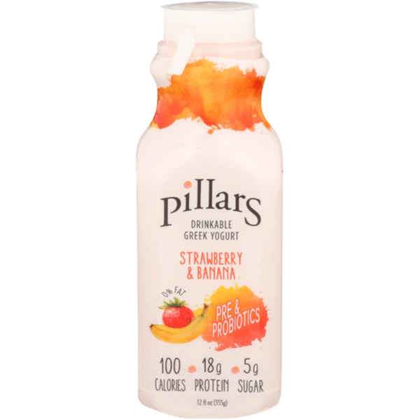 Pillars Yogurt Strawberry Banana Drinkable Greek Yogurt