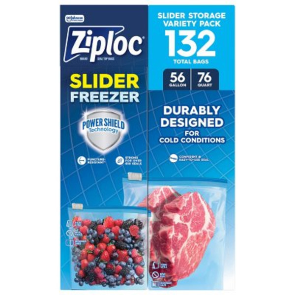 Ziploc Freezer Slider Bags Variety Pack with Power Shield