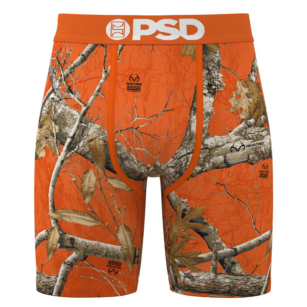 PSD Underwear Men's Realtree Edge Boxer Briefs, XL - Orange