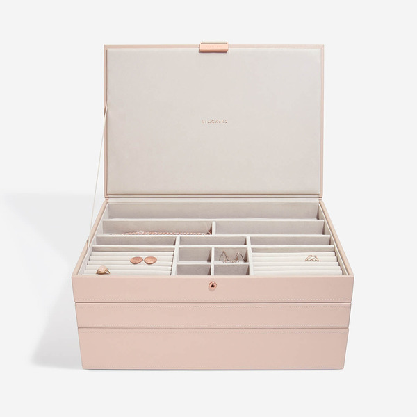 Stackers 3 14-1/4" x 10" x 6-3/8" Blush Supersize Jewelry Box Starter Set