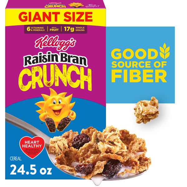 Kellogg's Raisin Bran Crunch Breakfast Cereal, Good Source of Fiber, Giant Size
