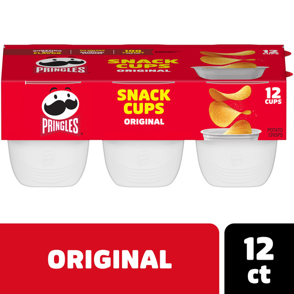 Pringles Snack Cups Original Potato Crisps Chips, Lunch Snacks, Snack Cups, 12 Count