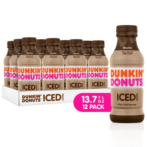 Dunkin' Donuts Mocha Iced Coffee Bottles, 13.7 fl oz, 12 Pack