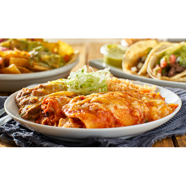 Cold Chicken Enchiladas with Rice & Beans