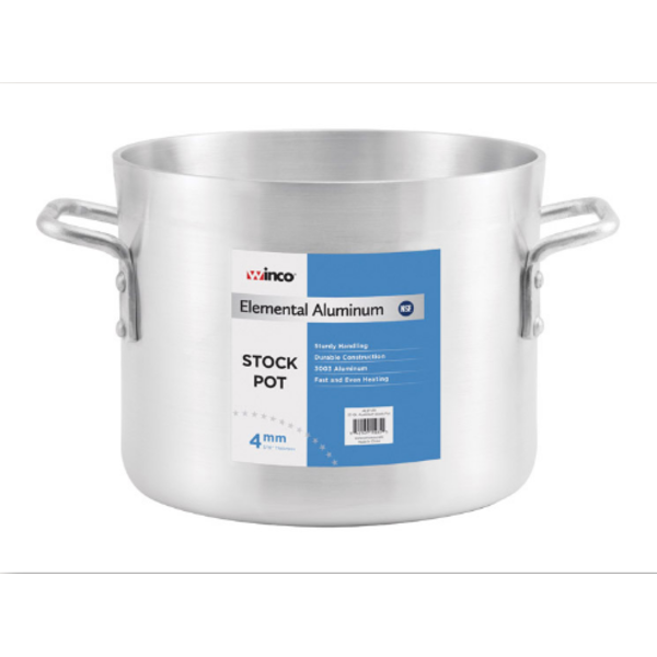 Winco - Elemental 4mm Aluminum Stock Pot - 8 Quart, 12.99" x 10.73" x 8.5" - 1 Ct