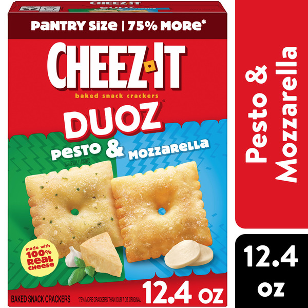 Cheez-It DUOZ Pesto and Mozzarella Baked Snack Crackers, Lunch Snacks