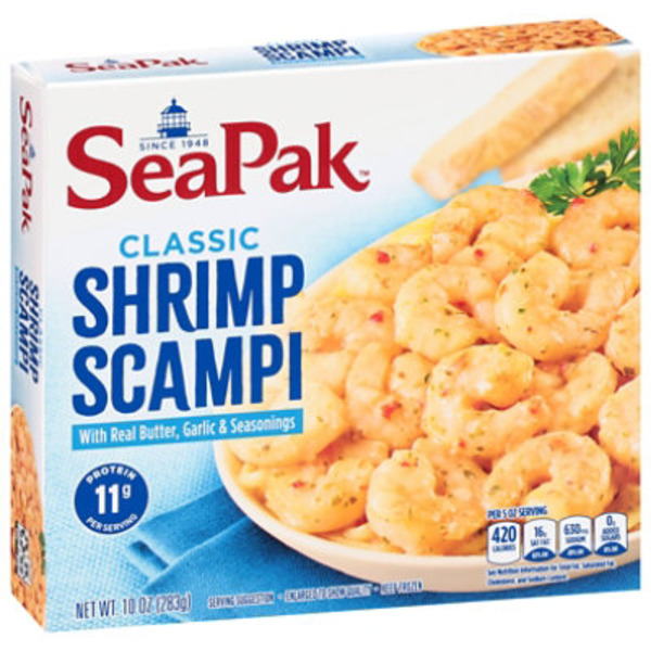 SeaPak Shrimp Scampi in a Blend of Real Butter, Garlic, and Seasonings