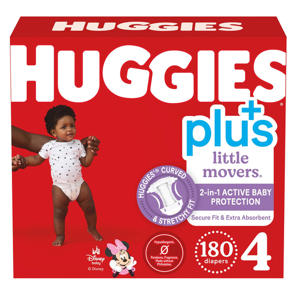 Huggies Plus Diapers Size 4, 180-count