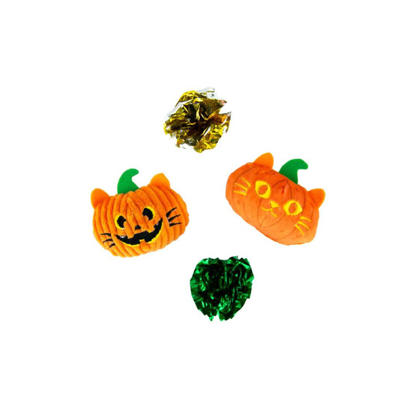 Play On Halloween 4 Piece Pumpkin Cat Toys