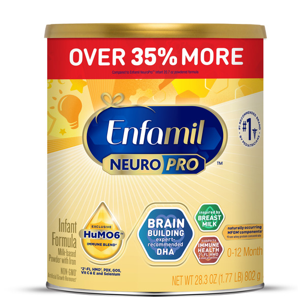 Enfamil® NeuroPro Baby Formula, Triple Prebiotic Immune Blend with 2'FL HMO & Expert Recommended Omega-3 DHA, Inspired by Breast Milk, Non-GMO, 28.3 Oz Value Can