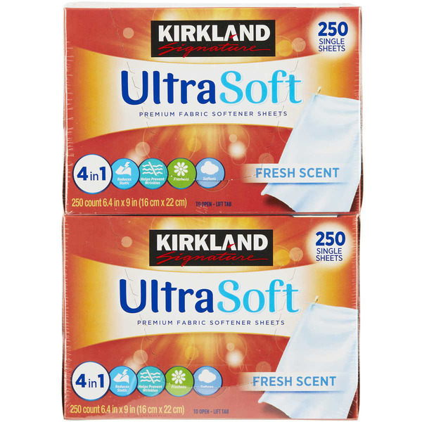 Kirkland Signature Fabric Softener Sheets, 250 Sheets, 2-count