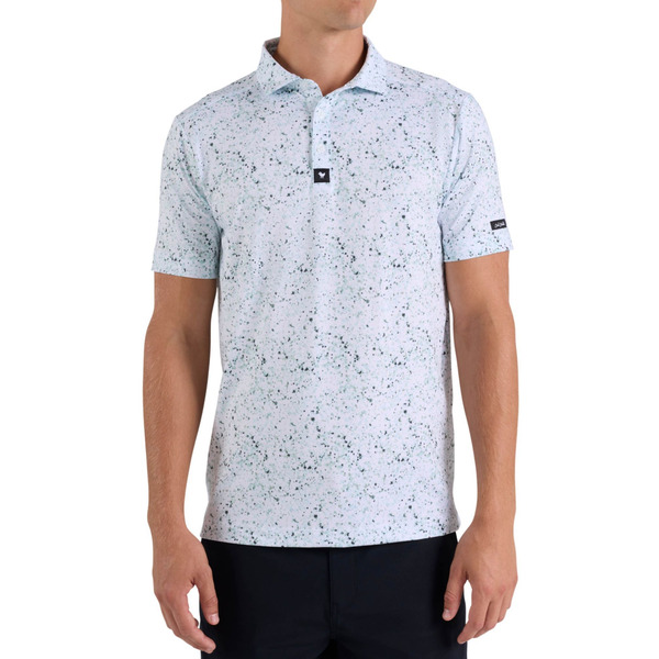 Bad Birdie Men's Paint Splatter 3 Golf Polo, L - Paint Splatter - Greens