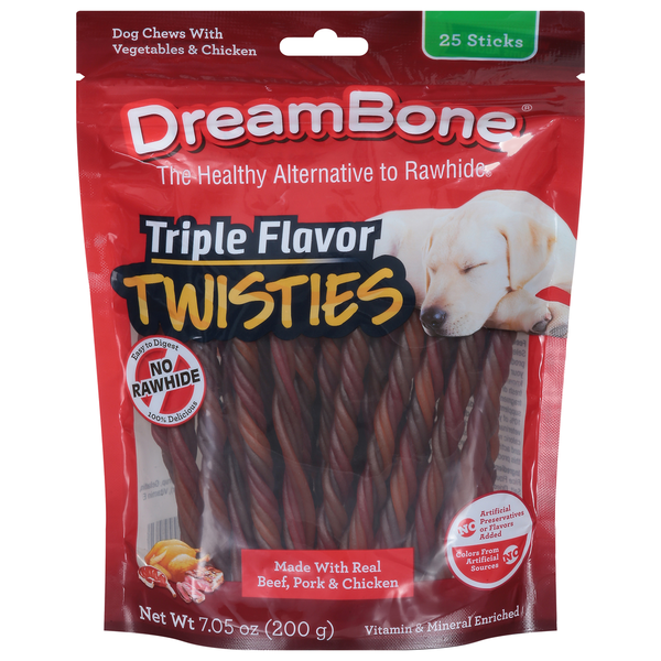 DreamBone Dog Chews, with Vegetables Chicken, Twisties, Triple