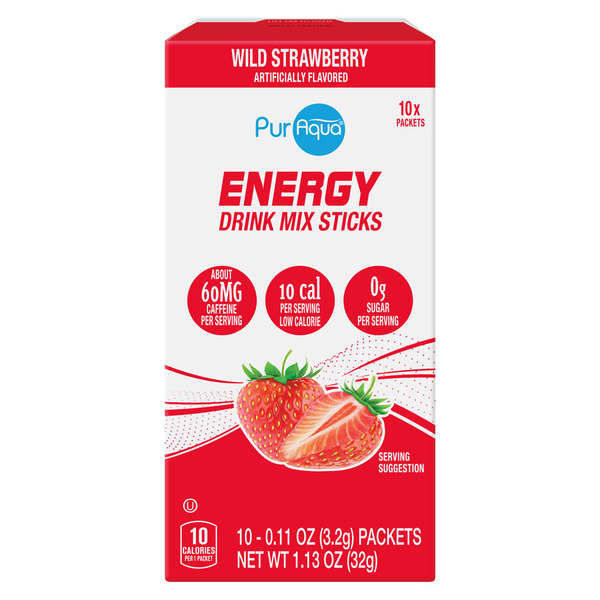 PurAqua Wild Strawberry Energy Drink Mix Stick
