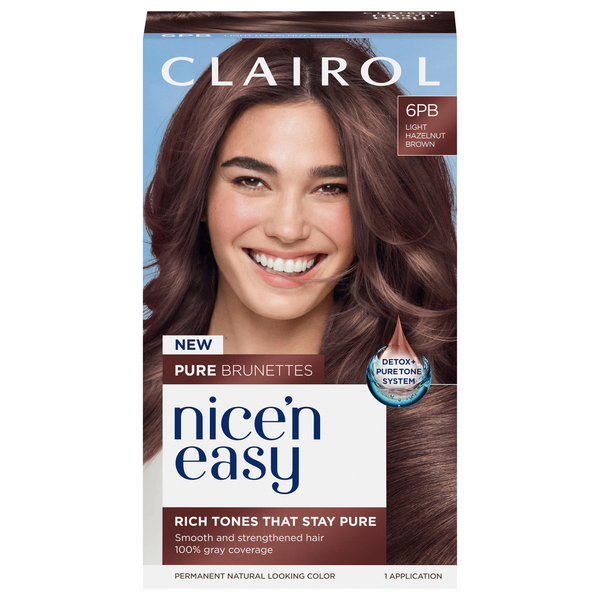 Nice'n Easy Hair Color, Permanent, Pure Brunettes, Light Hazelnut