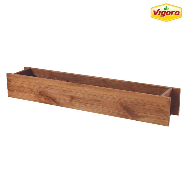 Vigoro Brooklin Stained Brown Wood Planter Box (36 In. L X 6.5 In. W X 5.8 In. H)