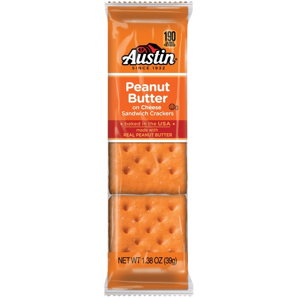 Austin Cracker Sandwiches, Cheese with Peanut Butter (1.38 oz) Instacart