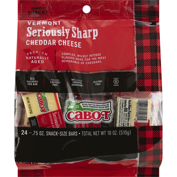 Cabot Creamery Seriously Sharp Cheddar Cheese Snack Pack (24 each