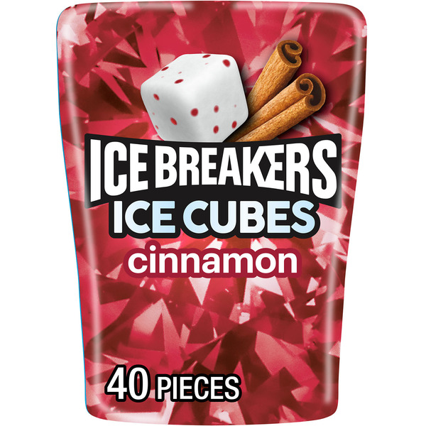 ICE BREAKERS Ice Cubes Cinnamon Flavored Sugar Free Chewing Gum Bottle, 3.24 oz (40 Pieces)