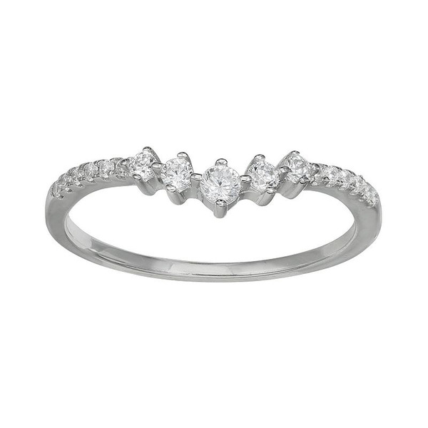 Primrose Women's Sterling Silver Graduated Cubic Zirconia Ring - White