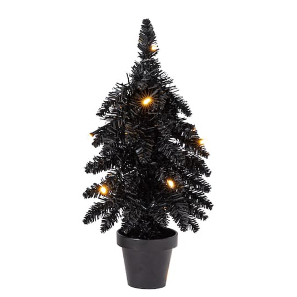 Ashland Pre-Lit Black Potted Tinsel Tree with Color-Changing LED Lights