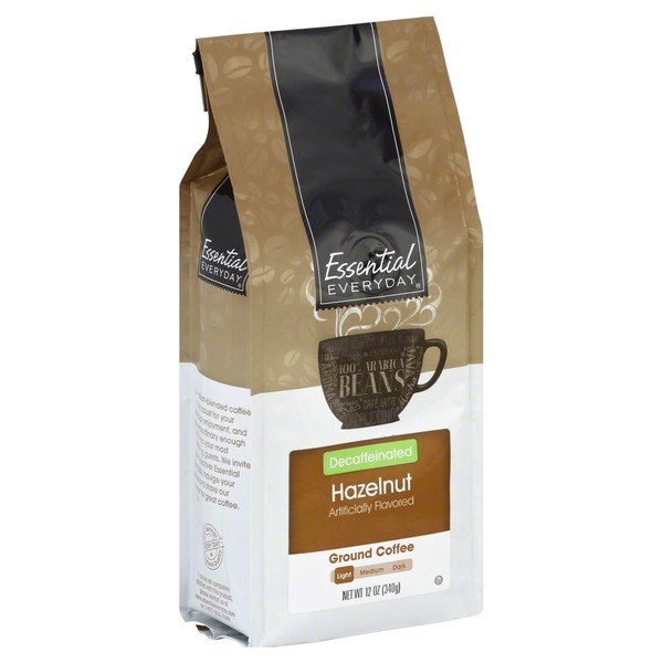 Essential Everyday Coffee, Ground, Light, Hazelnut, Decaffeinated (12