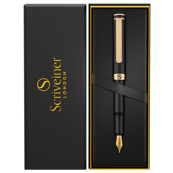 Scriveiner Medium Nib EDC Luxury Fountain Pen - Black & Blue