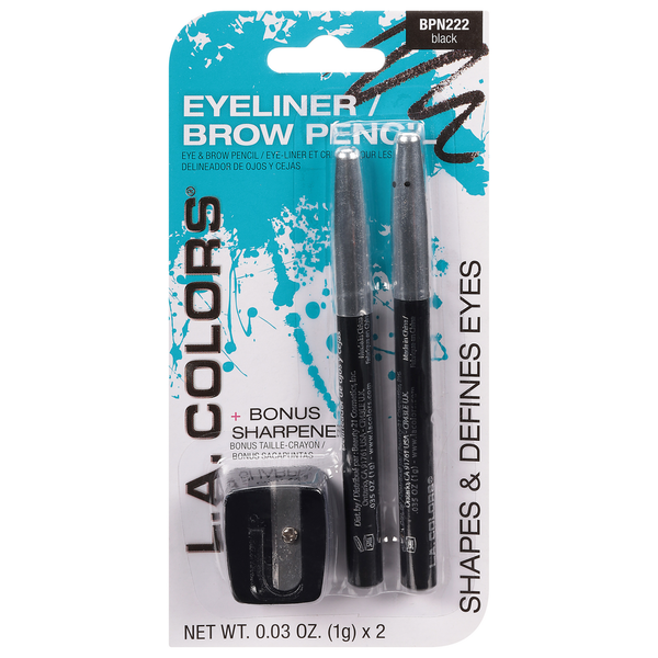 L.A. Colors Eyeliner/Brow Pencil, BPN222 Black Same-Day Delivery