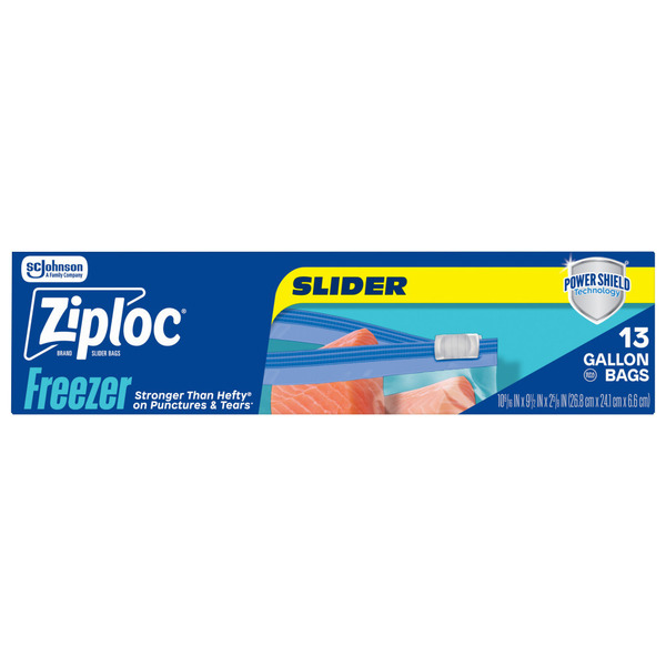 Ziploc Gallon Freezer Slider Bags, Power Shield™ Technology for