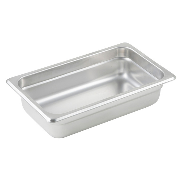 Winco - Anti-jam Stainless Steel Steam Pan, 1/4 Size, 2-1/2", 25 Gauge, 10.5" x 6.38" x 2.5" - 1 Ct.