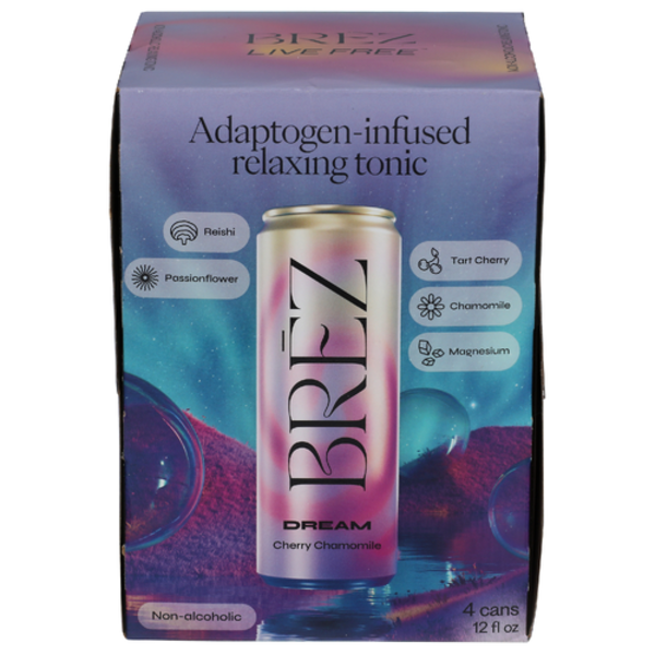 Brez Dream Cherry Chamomile Relaxing Non-Alcoholic Tonic 4 Pack