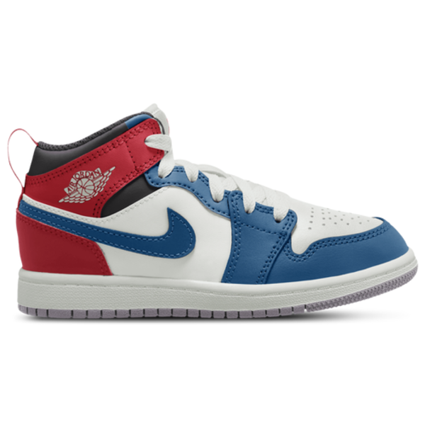 Jordan Girls' Preschool AJ 1 Mid, Size 11 - Blue/Red/White