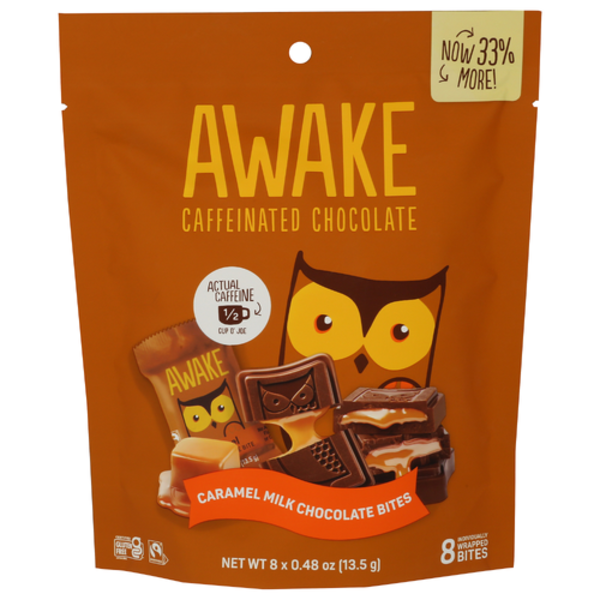 Awake Chocolate Caramel Caffeinated Milk Chocolate Bites 8 Pack Same ...