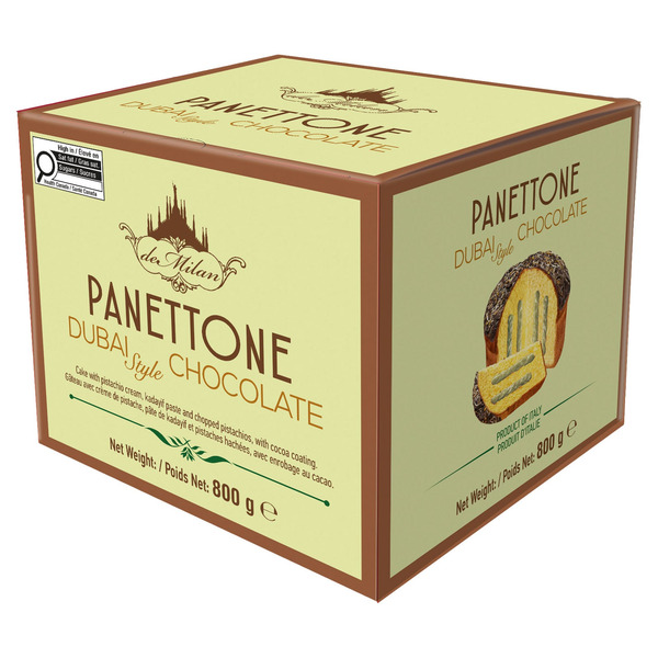 de Milan Lazzaroni Dubai Style Chocolate Panettone Cake 800 g
