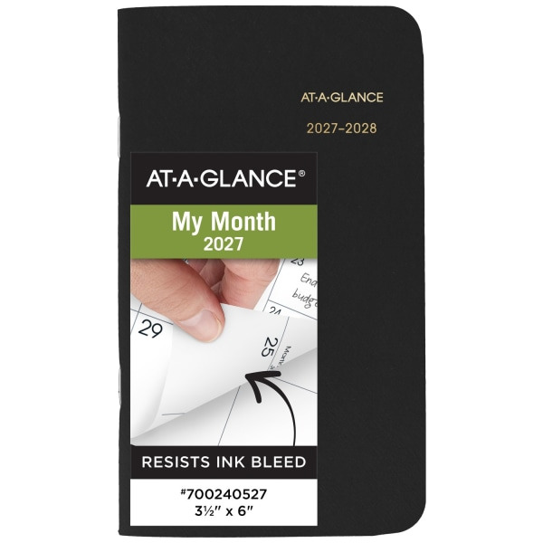 AT-A-GLANCE Faux Leather Monthly Planner, 3.5 x 6 in - Black