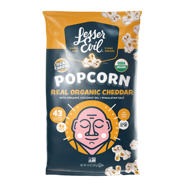 Lesser Evil Popcorn, Real Organic Cheddar, 14 oz