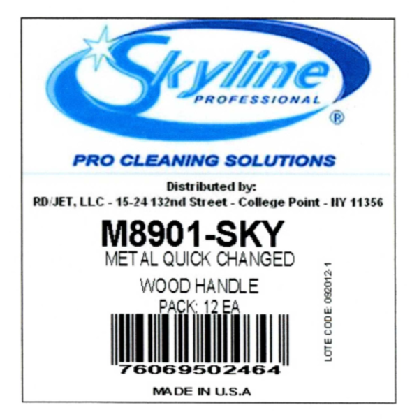 Skyline - 60" Heavy Duty Metal Quick Change Wood Mop Handle - 12 Ct