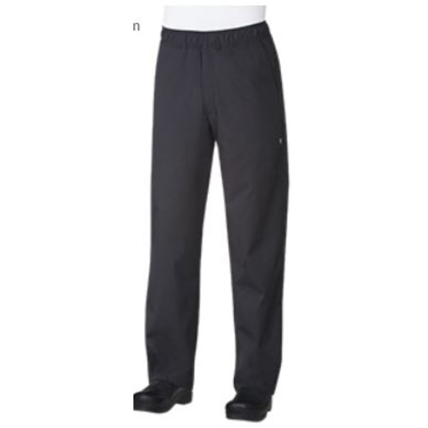 Chef Works - Basic Baggy Pants, 65/35 poly/cotton twill, black, medium
