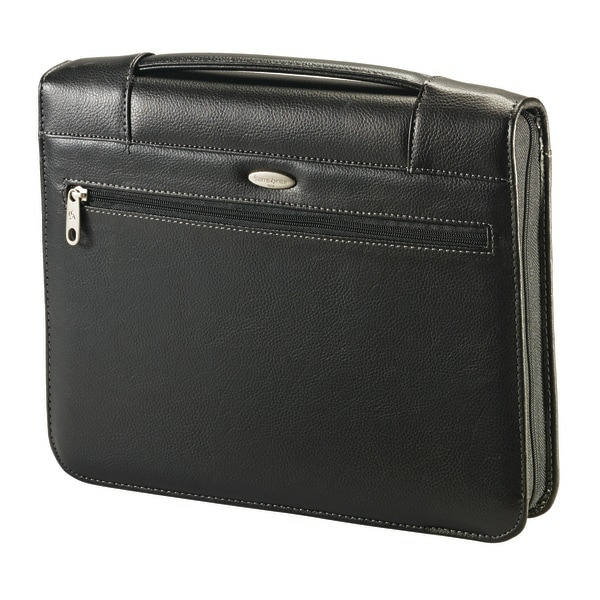 Samsonite Zip-Around Vinyl 3-Ring Padfolio - Black - 12 1/2" x 13 3/8" x 2 1/4"