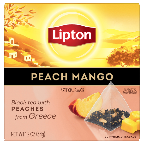 Lipton Black Tea, with Peaches from Greece, Peach Mango, Pyramid