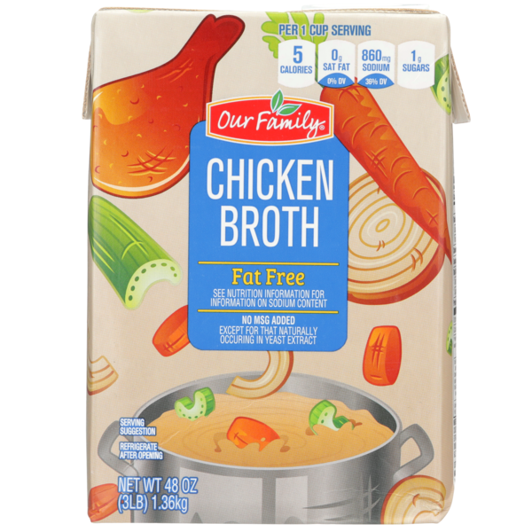 Our Family Fat Free Chicken Broth (48 oz) Instacart