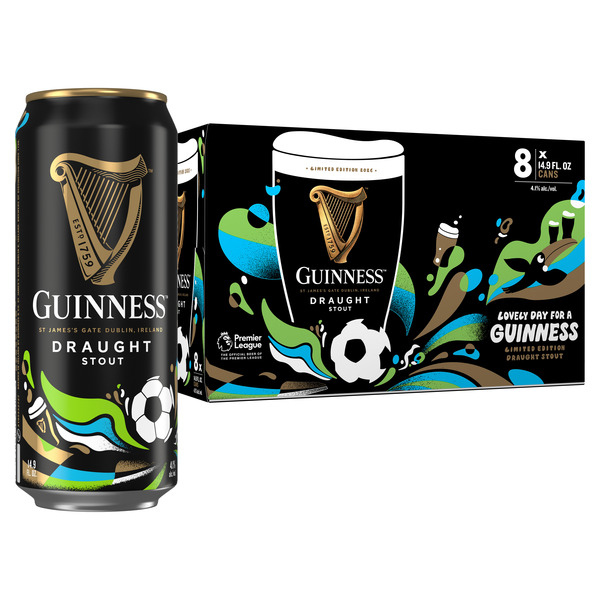 Guinness Draught Stout Import Beer, 8 pack Cans, 14.9 fl oz, 4.1