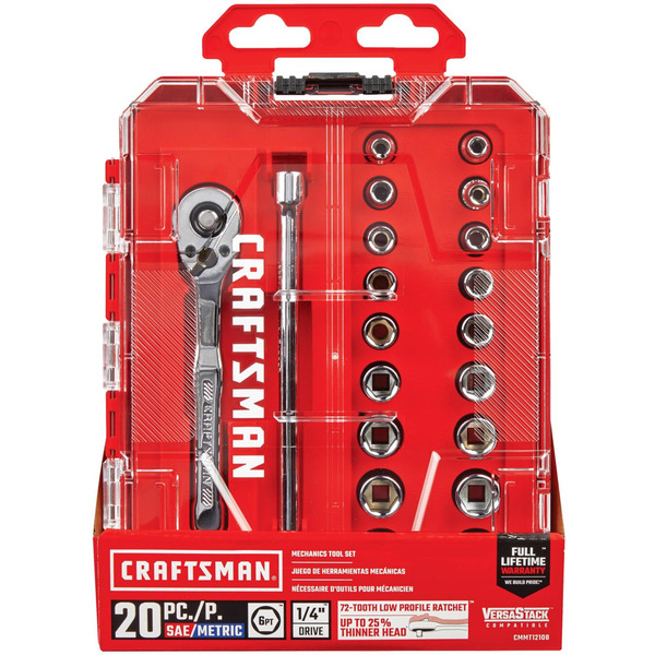 CRAFTSMAN Drive Metric, SAE 6 Point Socket & Ratchet Set
