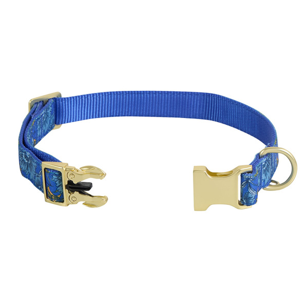 Top Paw Sketch Floral Dog Collar, Large - Blue