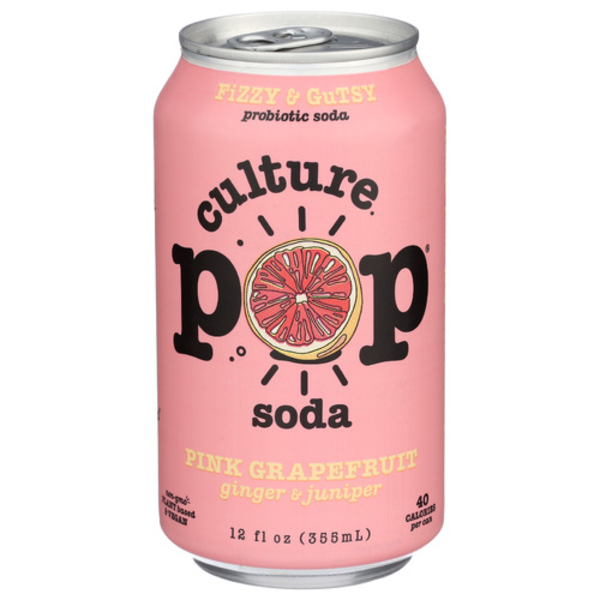 Culture Pop Pink Grapefruit Ginger & Juniper Prebiotic Soda Same