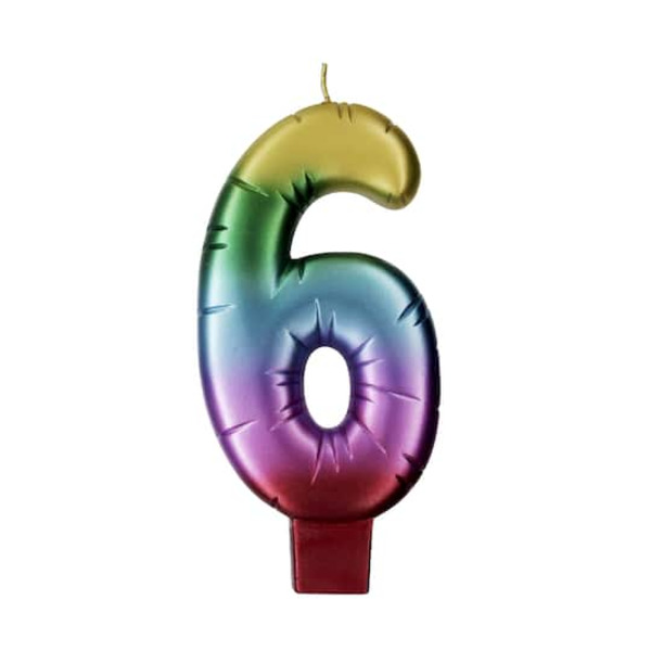 Makery Rainbow Number 6 Candle