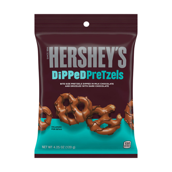 Hershey's Milk and Dark Chocolate Covered Dipped Pretzels Bag, 4.25 oz