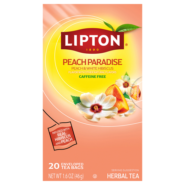 Lipton Caffeine Free Tea Bags Peach Paradise Herbal Tea Same-Day
