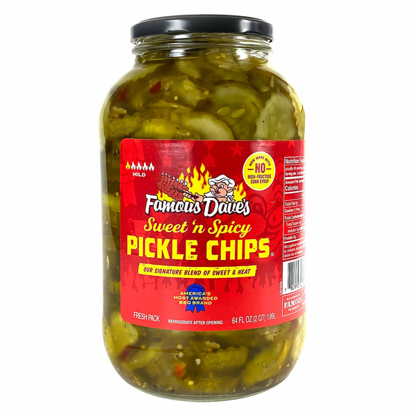 Famous Dave's Sweet 'n Spicy Pickle Chips, 64 fl oz